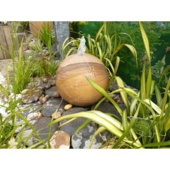 Rainbow Sandstone Spheres Water Feature - Drilled Natural Stone Garden Fountain - 40cm Dia