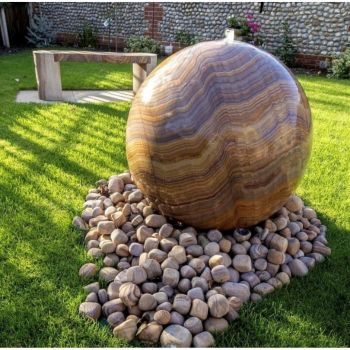 Rainbow Sandstone Spheres Drilled Water Feature - 60cm Dia