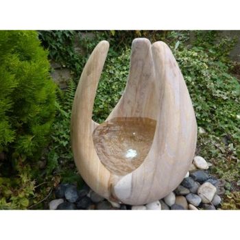 Babbling Lily Water Feature - Rainbow Sandstone Garden Fountain - 50cm Dia x 60cm H