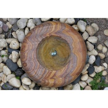Rainbow Sandstone Babbling Curved Edge Bowl Water Feature - 50cm Dia x 16cm H