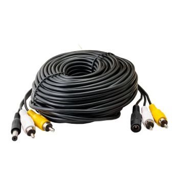 40 Metre 3 Way Cable for CCTV with Power Audio Video RCA Connectors - L19 x W19 x H6 cm - Black