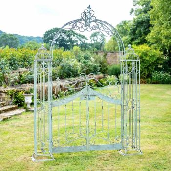 Vintage Arch with Gates - L185 x W38 x H249 cm - Antique Green