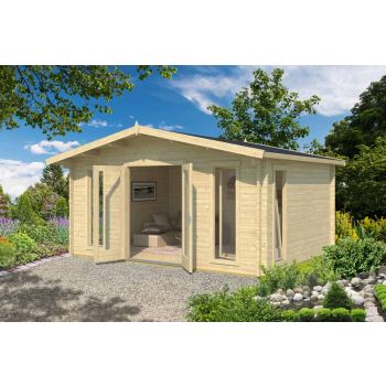 Elgin 44 w/o doors + Elgin 44 SGC-Log Cabin, Wooden Garden Room, Timber Summerhouse, Home Office - L527.9 x W430 x H267.9 cm