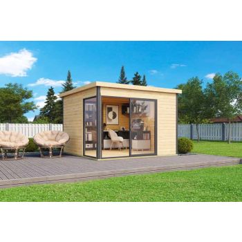 Domeo 1 + Domeo 1 Al pack ISO-Log Cabin, Wooden Garden Room, Timber Summerhouse, Home Office - L319.6 x W319.6 x H239.4 cm