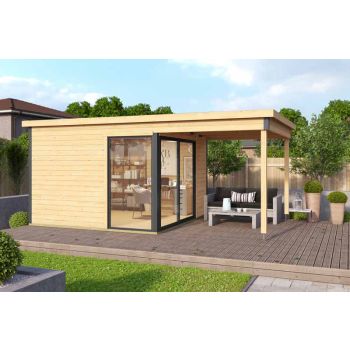 Domeo 2 + Domeo 2 Al pack ISO-Log Cabin, Wooden Garden Room, Timber Summerhouse, Home Office - L524 x W319.6 x H239.4 cm