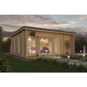 Japan-Log Cabin, Wooden Garden Room, Timber Summerhouse, Home Office - L648 x W470 x H250.8 cm