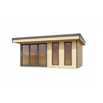Domeo 8 + Domeo 8 Al. pack-Log Cabin, Wooden Garden Room, Timber Summerhouse, Home Office - L560 x W489.2 x H239.4 cm