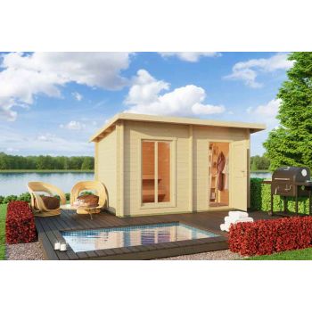 Sundborn-Log Cabin, Wooden Garden Room, Timber Summerhouse, Home Office - L440 x W298.3 x H233.7 cm