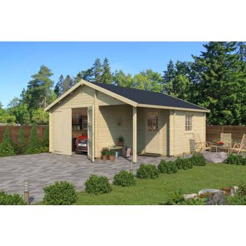 Nevis + wooden door-Log Cabin, Wooden Garden Room, Timber Summerhouse, Home Office