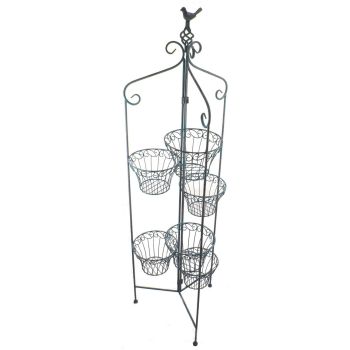 Folding 6 Pot Holder - L41 x W41 x H143 cm - Antique Blue