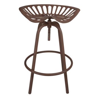 Tractor Stool - L42 x W42 x H89 cm - Brown Rusty