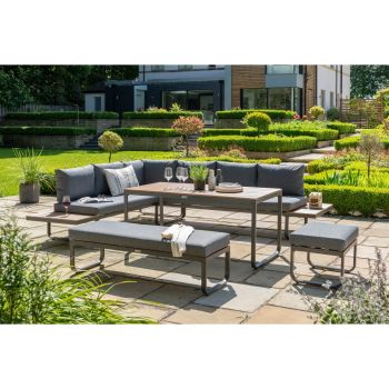 Billing ford 5pcs Large Grey Corner Set - Aluminium Polywood/Spun Polyester - Anthracite Teak look