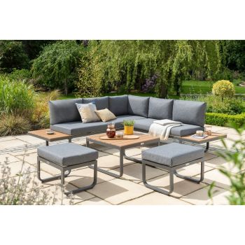 Billing ford 5pcs Mini Grey Corner Set - Aluminium Polywood - Anthracite Teak