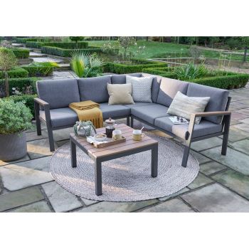 Easton Anthracite Corner Set - Aluminium Polywood - Anthracite Teak look