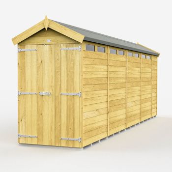 4 x 18 Feet Apex Security Shed - Double Door - Wood - L533 x W118 x H217 cm