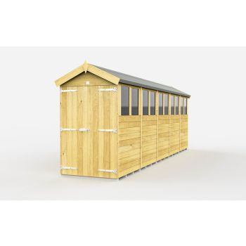 4 x 20 Feet Apex Shed - Double Door With Windows - Wood - L592 x W118 x H217 cm