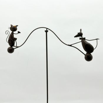 51" Cat and Mouse Garden Weathervanes Spinner - Metal - L80 x W80 x H130 cm