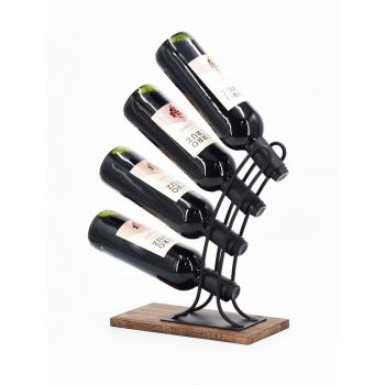 32cm Wine Rack - Metal/Wood - L32 x W12 x H32 cm