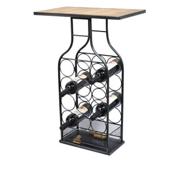 75cm Wine Rack Table - Metal/Wood - L51 x W31 x H75 cm