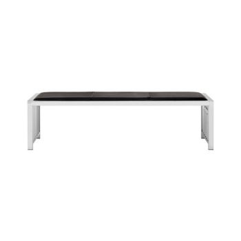 Novara Bench - Leather/Metal/Wood - L40 x W150 x H40 cm - Black/Silver