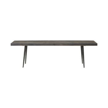 Mason Bench - Metal/Wood - L35 x W160 x H48 cm - Black/Grey/Blue