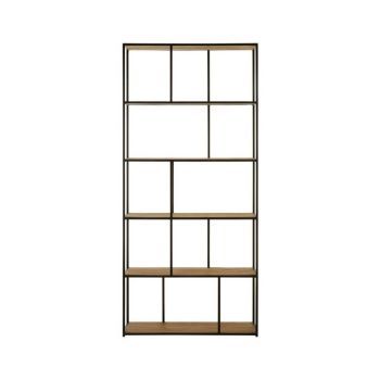 Mason Shelf Unit - Metal/Wood - L30 x W90 x H196 cm - Brown