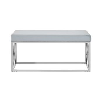 Allure Powder Blue and Silver Bench - Metal - L44 x W97 x H46 cm