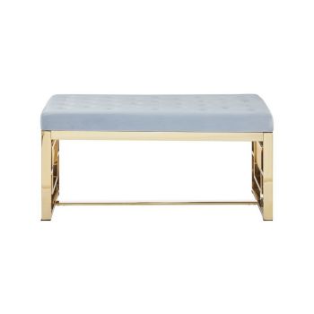 Allure Powder Grey Tufted Bench - Metal/Textile - L44 x W97 x H46 cm - Gold