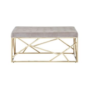 Allure Mink Velvet and Gold Finish Frame Bench - Metal/Textile - L44 x W97 x H46 cm
