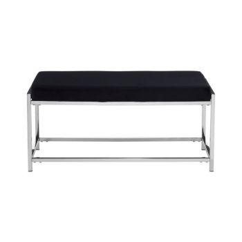 Allure Black Seat and Silver Metal Frame Bench - Metal/Textile - L44 x W97 x H46 cm