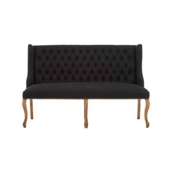 Harrison 2 Seat Bench - Wood/Textile - L77 x W155 x H105 cm - Black