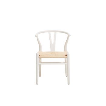Lyon Wishbone Dining Chair - Wood/Synthetic - L52 x W56 x H76 cm - White/Natural