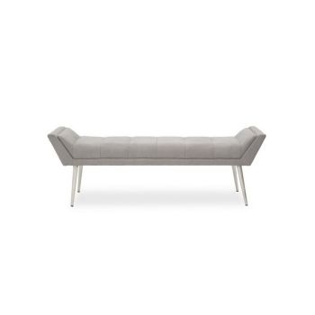 Gilden Bench with Angular Base - Metal/Wood/Textile - L46 x W150 x H50 cm - Silver/Grey