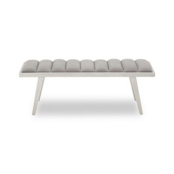 Gilden Bench with Splayed Legs - Metal/Wood/Textile - L45 x W120 x H44 cm - Silver/Grey