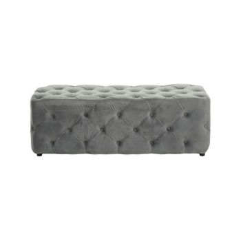 Alea Grey Velvet Bench Wood/Textile - L120 x W45 x H42 cm