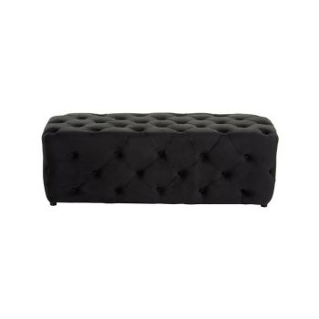 Alea Black Velvet Bench - Wood/Textile - L45 x W120 x H38 cm