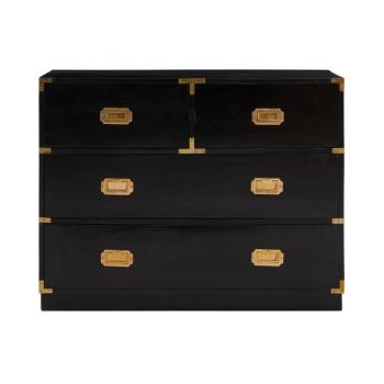 Sarter Four Drawer Chest - Mango Wood - L43 x W98 x H77 cm - Black/Gold