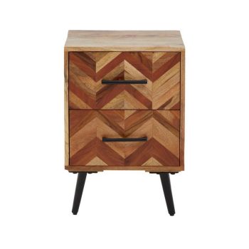Boho Two Drawer Chest - Mango Metal/Wood - L30 x W40 x H60 cm - Black/Natural