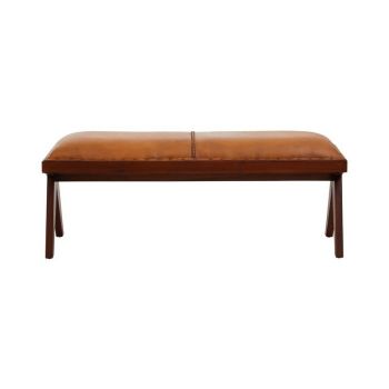 Inca Bench with Inverted Base - Wood/Synthetic/Textile - L41 x W120 x H46 cm - Brown