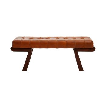 Inca Bench with Angular Base - Wood/Synthetic/Textile - L134 x W46 x H50 cm - Brown