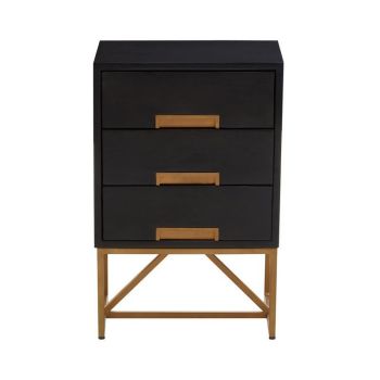 Kochi Side Table - Metal/Wood - L40 x W40 x H60 cm - Gold/Natural