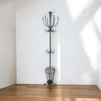 Coat/Umbrella Hold Stand - Metal - L56 x W56 x H172 cm - Dark Grey