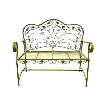 45 Inch Garden Bench - Metal - L58 x W115 x H96 cm - Leaf Green