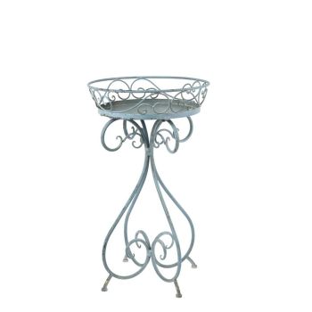 70cm Decorative Metal Garden Table - L40 x W40 x H70 cm - Blue/Gold
