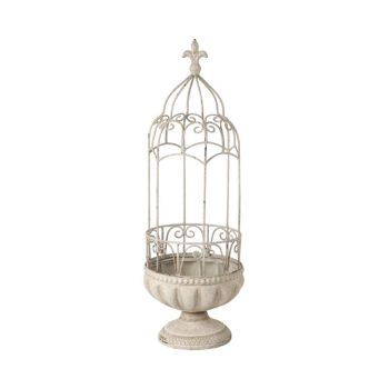 61cm Decorative Metal Planter - L21 x W21 x H61 cm - Cream