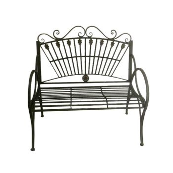 108cm Decorative Metal Garden Bench - L107 x W62 x H108 cm - Blue/Gold