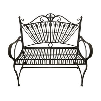 111cm Decorative Metal Garden Bench - L11 x W61 x H104 cm - Blue/Gold