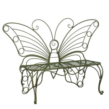 Butterfly Design Garden Bench - Metal - L45 x W152 x H100 cm - Green