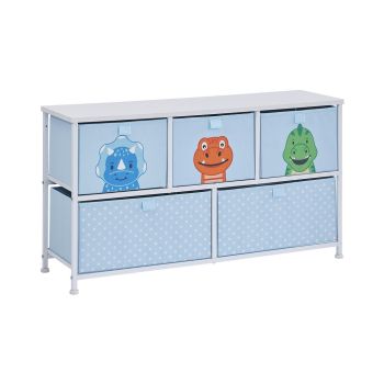 Dinosaur 5 Drawer Storage Chest - L29 x W45 x H21.5 cm