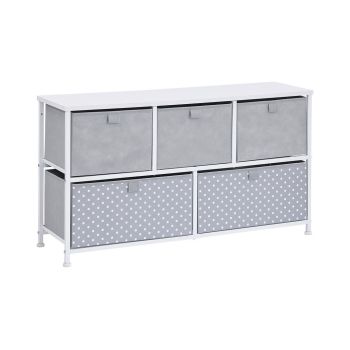 Grey 5 Drawer Storage Chest - L29 x W45 x H21.5 cm